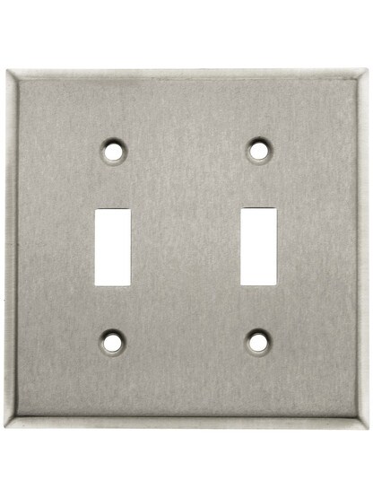 Classic Double Toggle Switch Plate In Brushed Stainless.